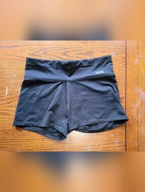 PINK Victoria's Secret Black Ribbed High-Waist Athletic Shorts